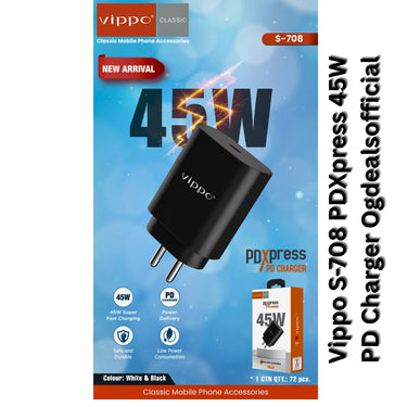Vippo S-708 PDXpress 45W PD Charger | Fast Charging Adapter | OGdeal